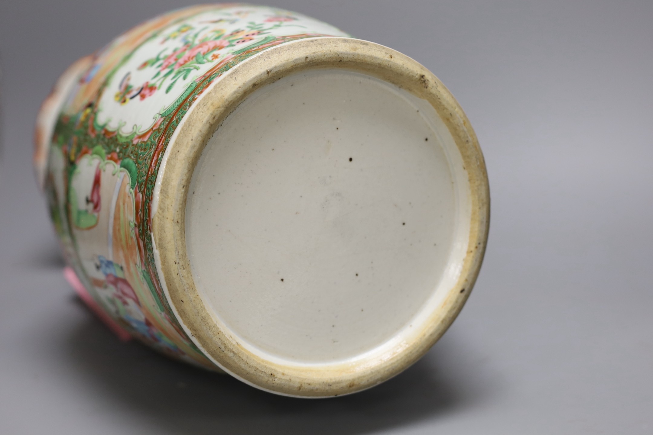 A 19th century Chinese Cantonese famille rose baluster vase, 44cm tall